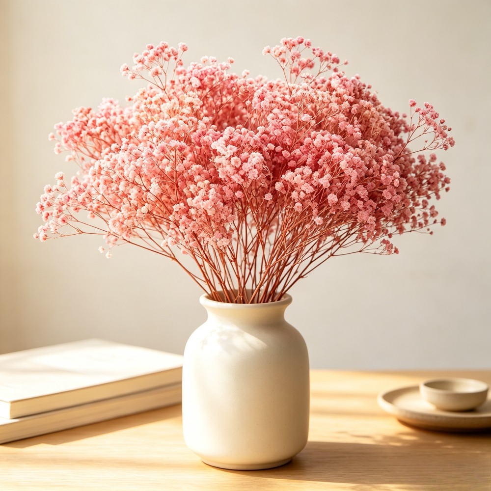 Baby Breath Dried - Ramo de Gypsophila Rosa Natural Preservada,