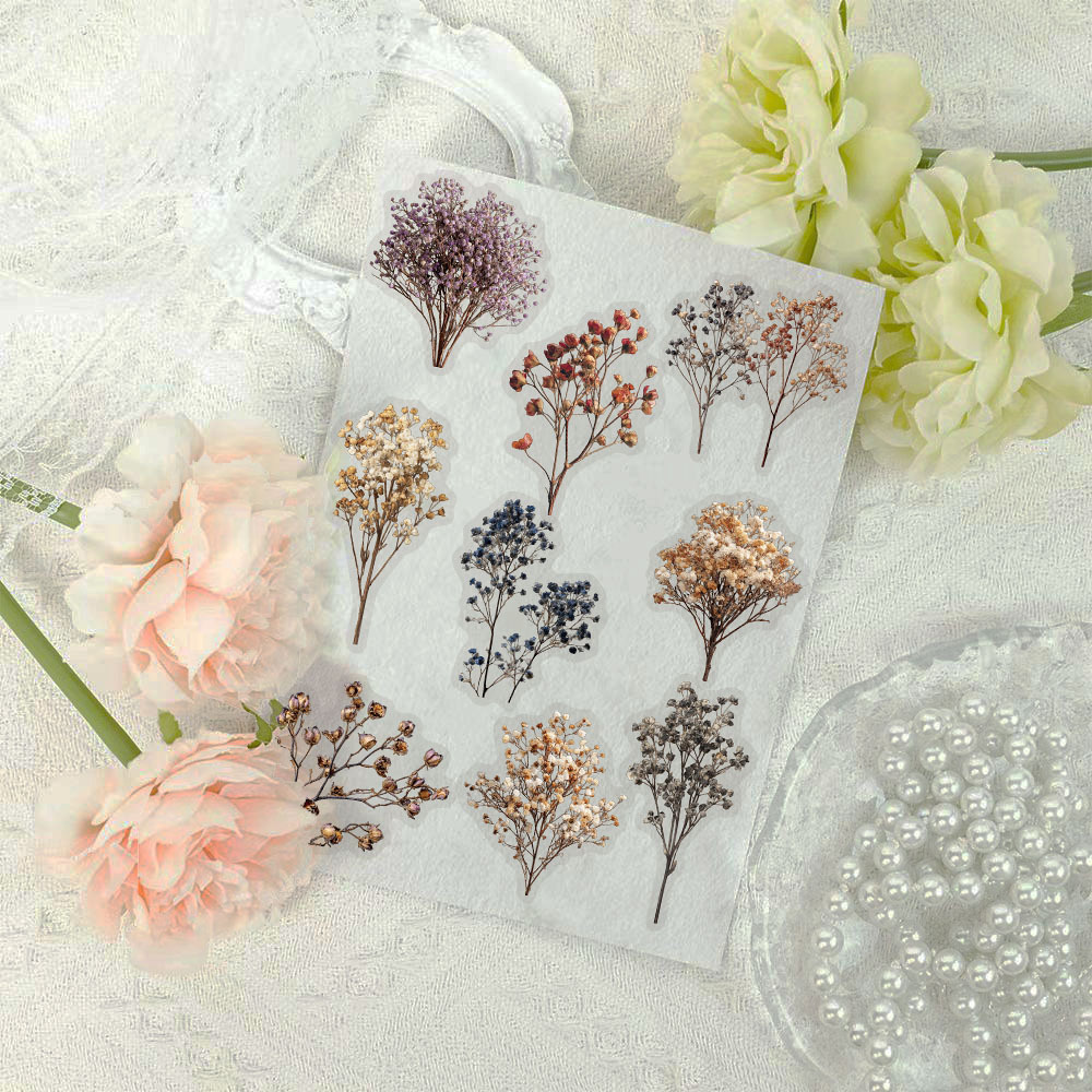 Baby Breath Dried - 50 Pegatinas Decorativas Vintage de Material