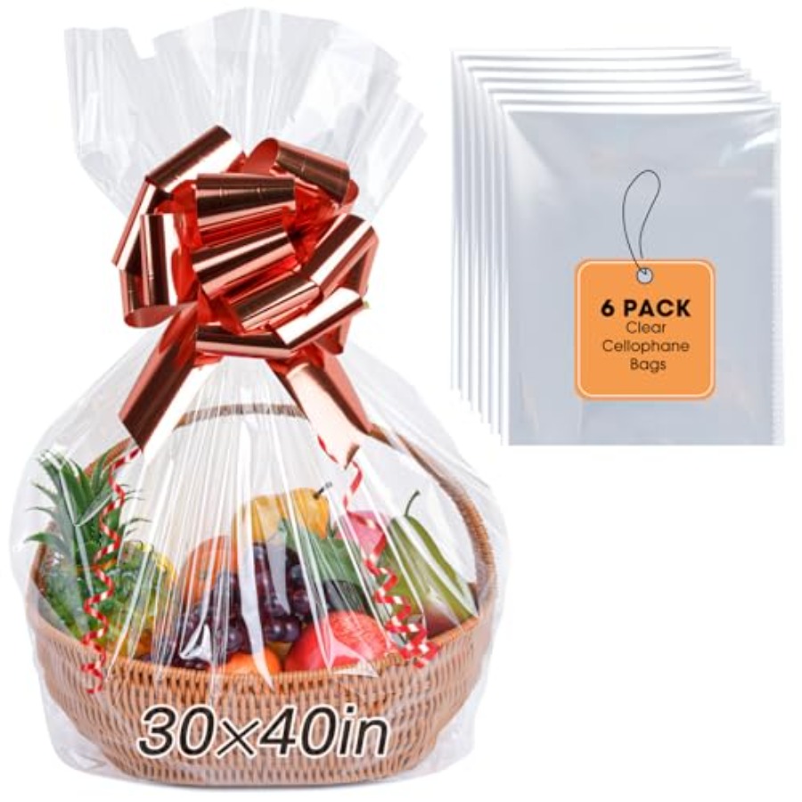 Cellophane Wrap Clear - Paquete de 6 Bolsas de Celofán